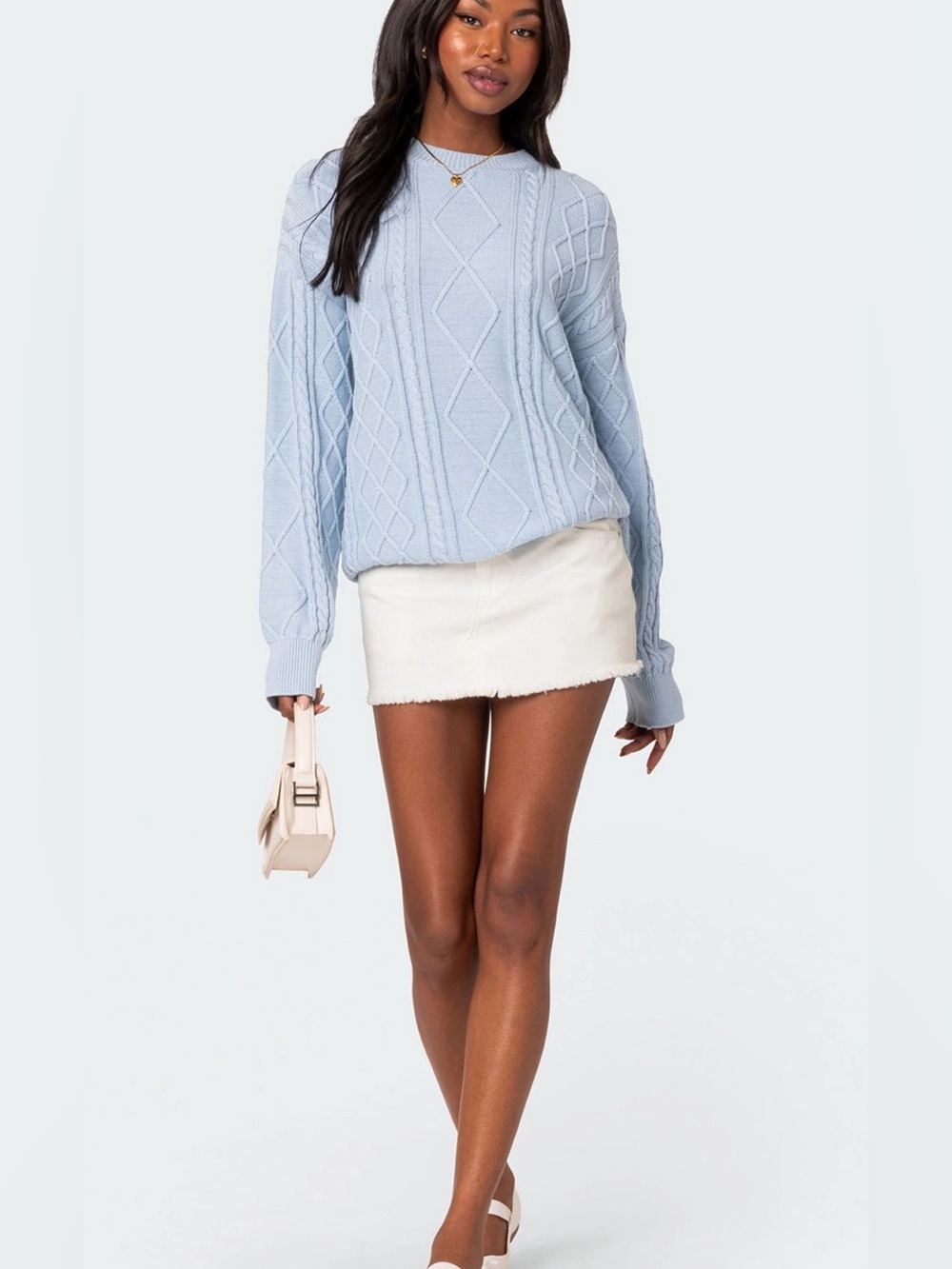 Edikted Jessy Cable Knit Oversized Sweater